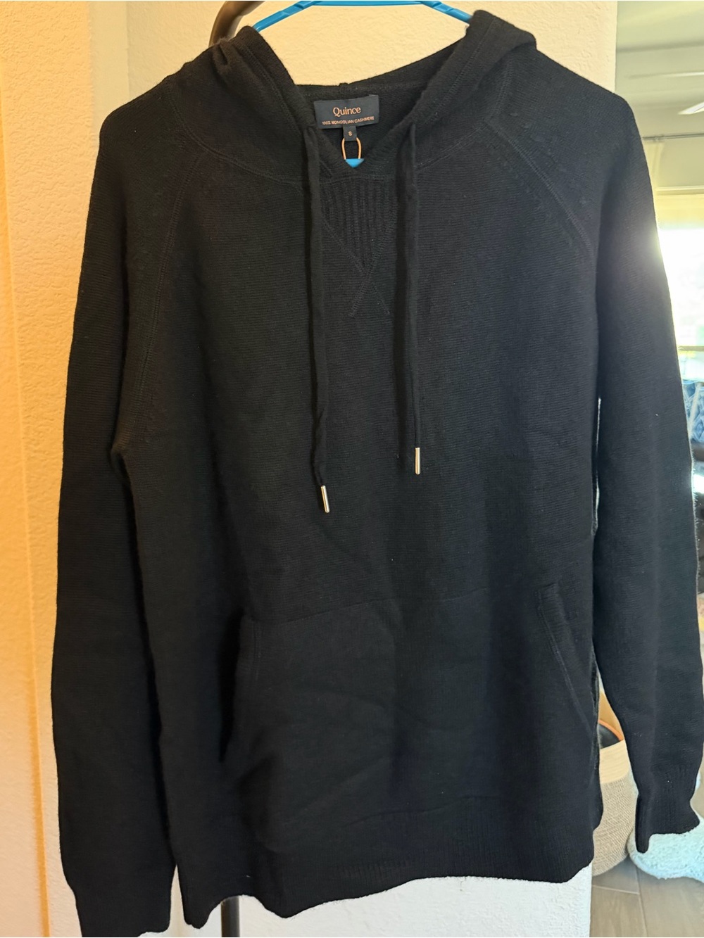 Quince Mongolian Cashmere Pullover Hoodie Black Small
